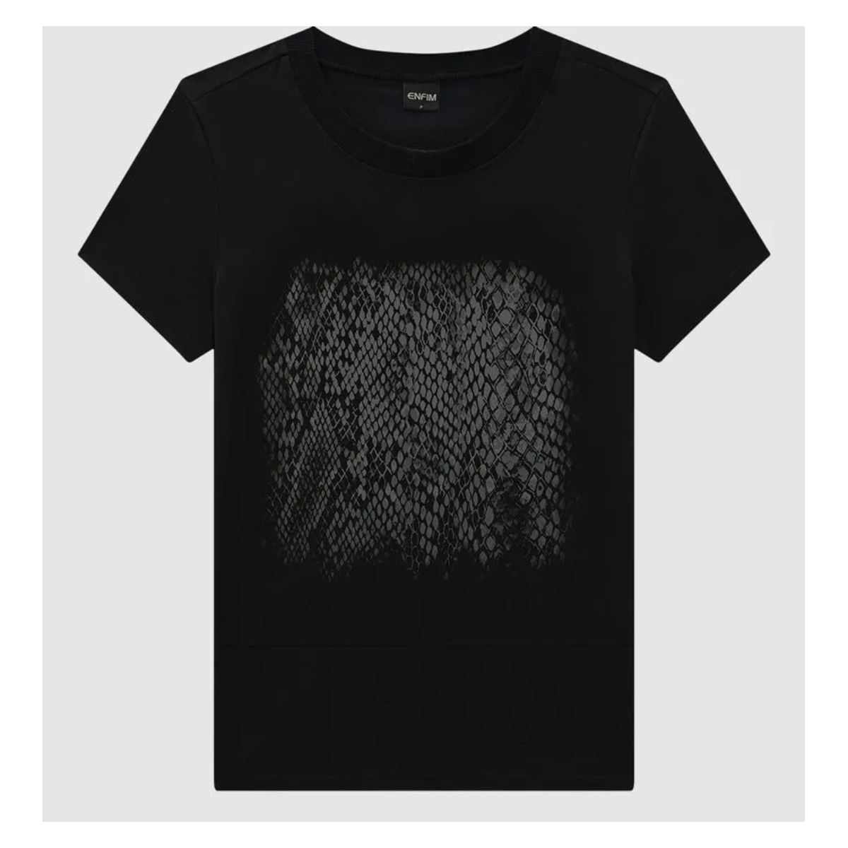 T-Shirt Feminina Slim Estampa Efeito Metalizado Em... - Fátima Modas