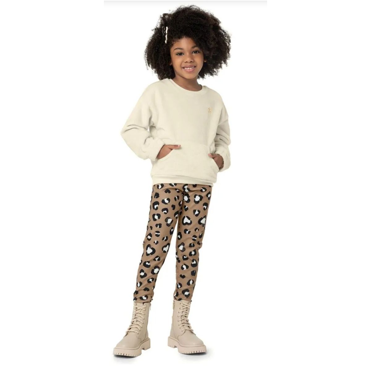Conjunto Menina Legging Oncinha Em Malha Soft - Ca... - Fátima Modas