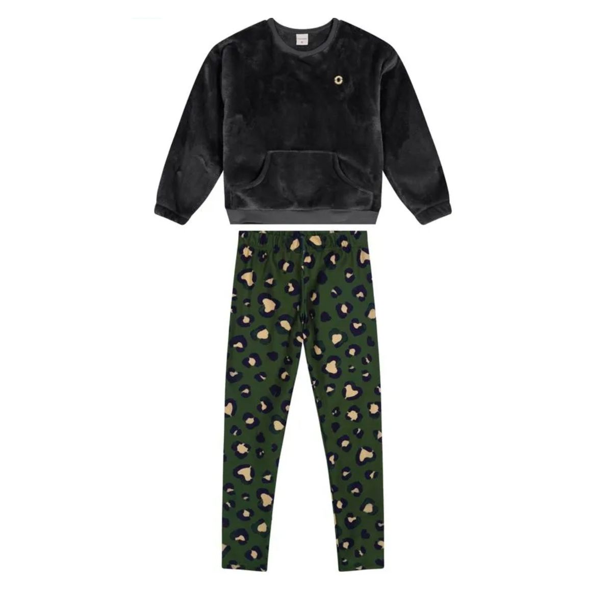 Conjunto Menina Legging Oncinha Em Malha Soft - Ca... - Fátima Modas