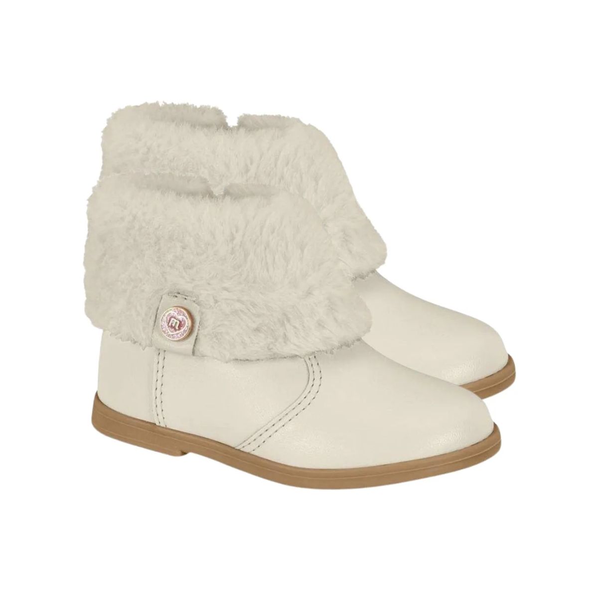 Bota Infantil Molekinha Napa Pelo Branco Off - Fátima Modas