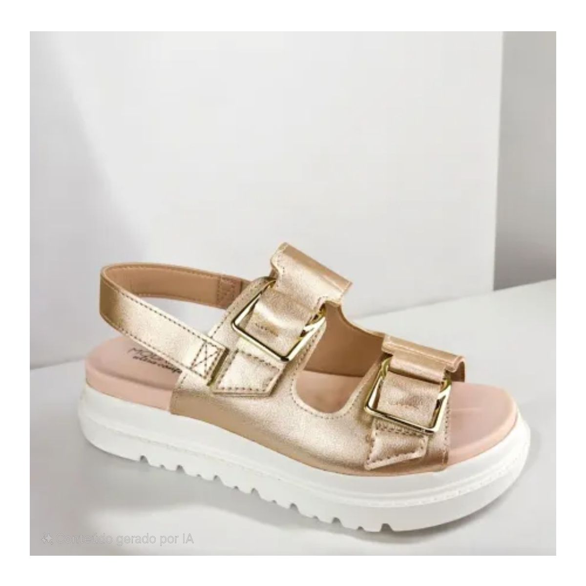 Sandália Papete Flatform Ajuste em tiras autocolan... - Fátima Modas