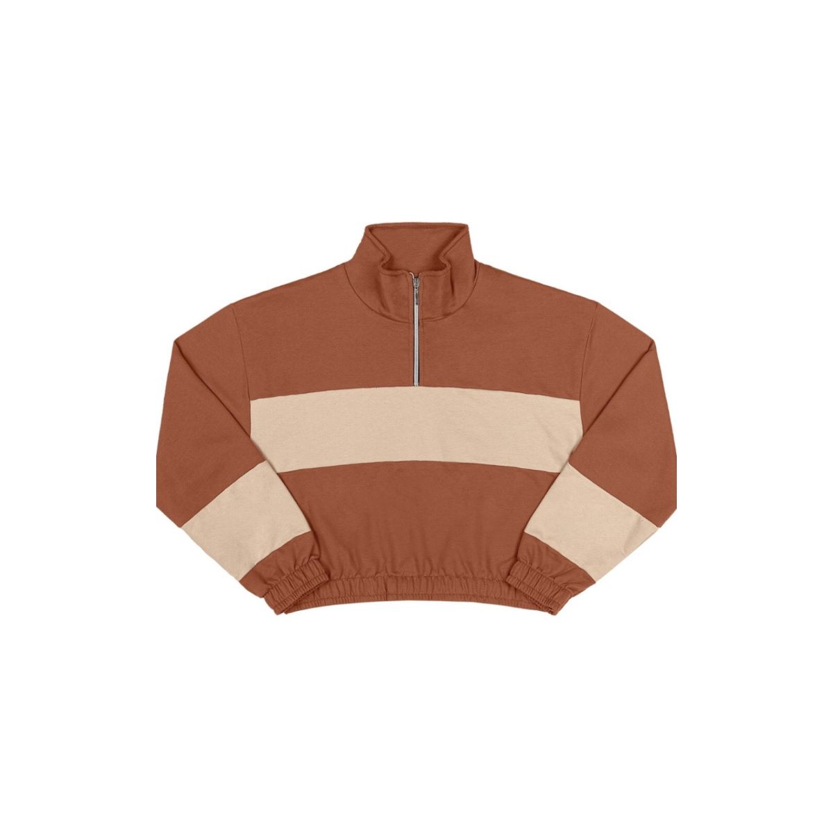Blusa moletom com ziper Camel - Fátima Modas