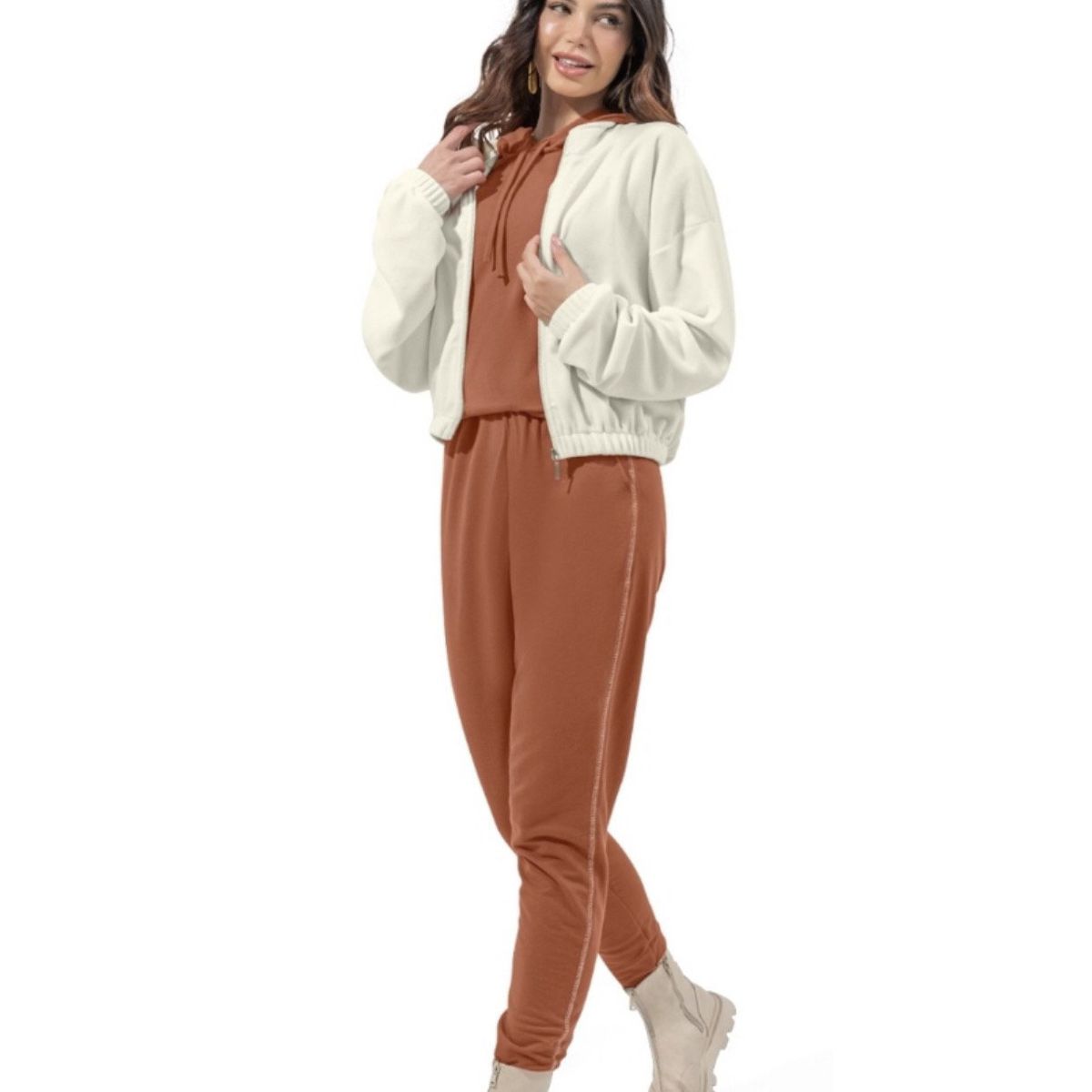 Calça Moletinho Camel - Fátima Modas