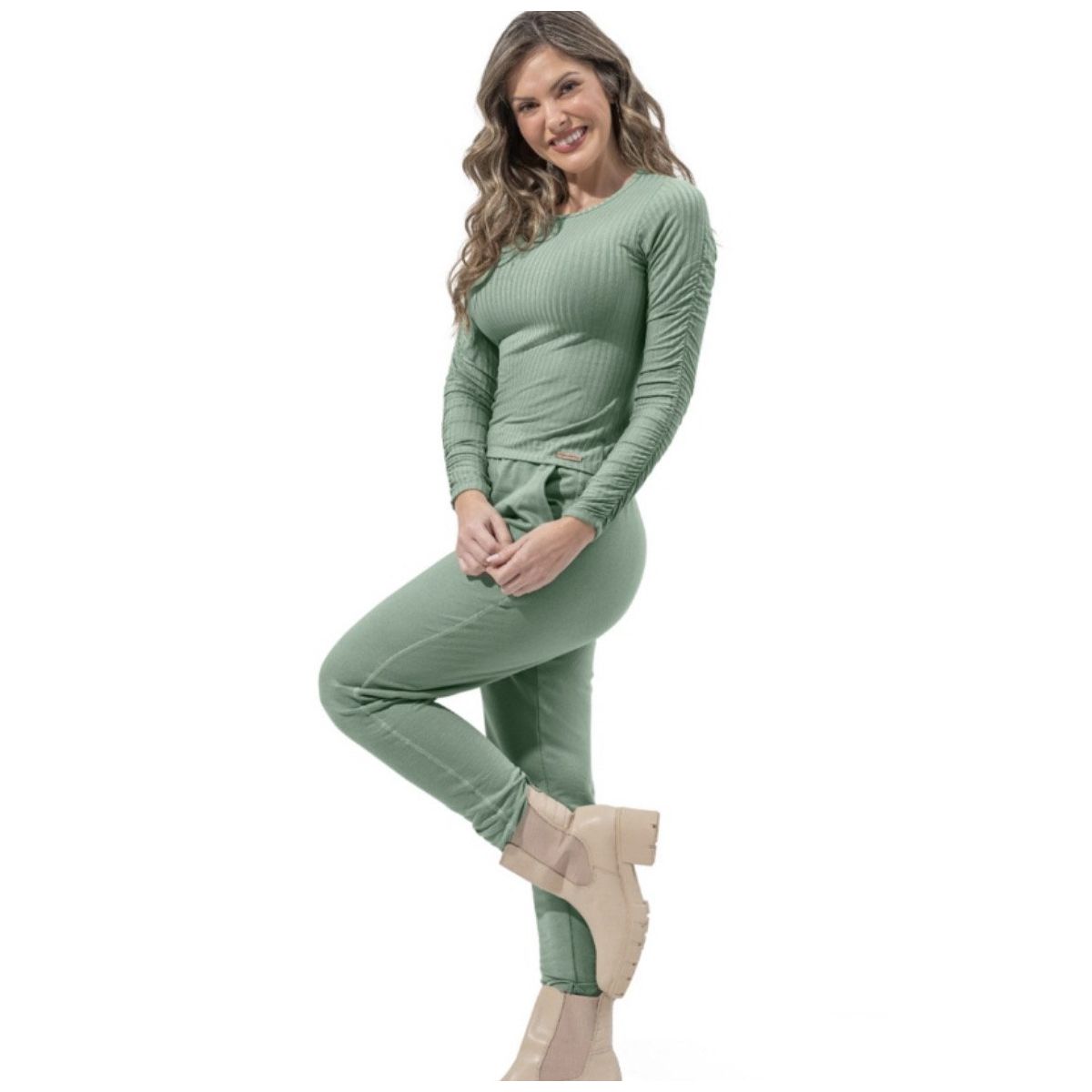 Calça Moletinho Verde - Fátima Modas