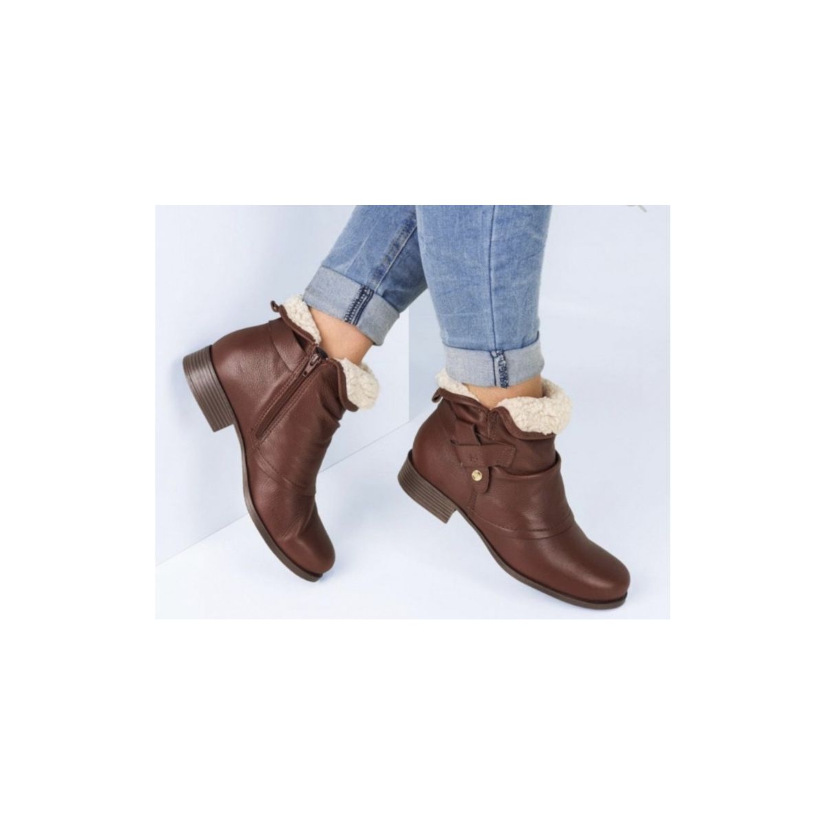 Bota Feminina Bottero 348401 Chelsea Couro Cano Cu... - Fátima Modas