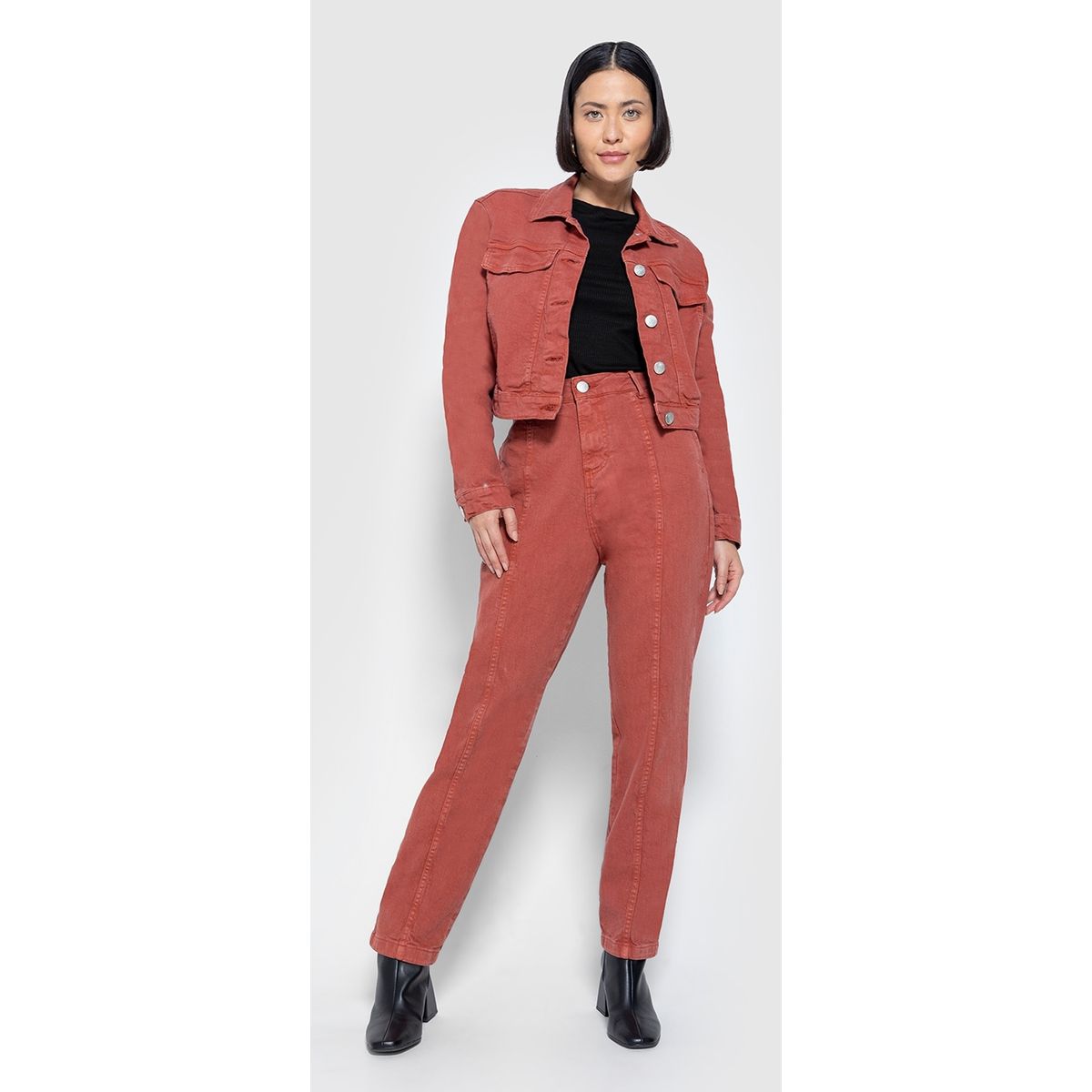 Jaqueta Cropped Feminina Em Sarja Com Elastano - E... - Fátima Modas