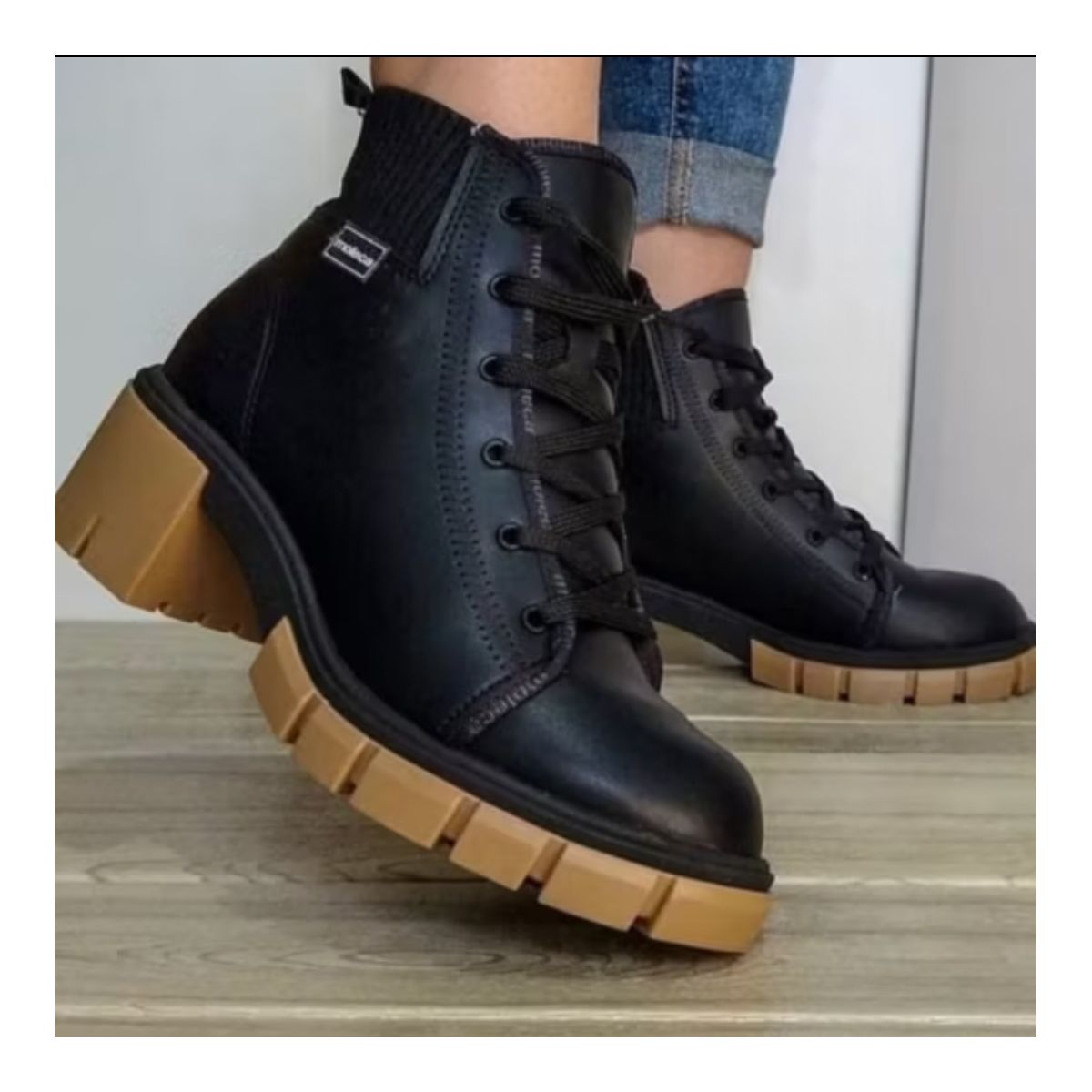Coturno 5338.103 Preto Sintético Moleca - Fátima Modas