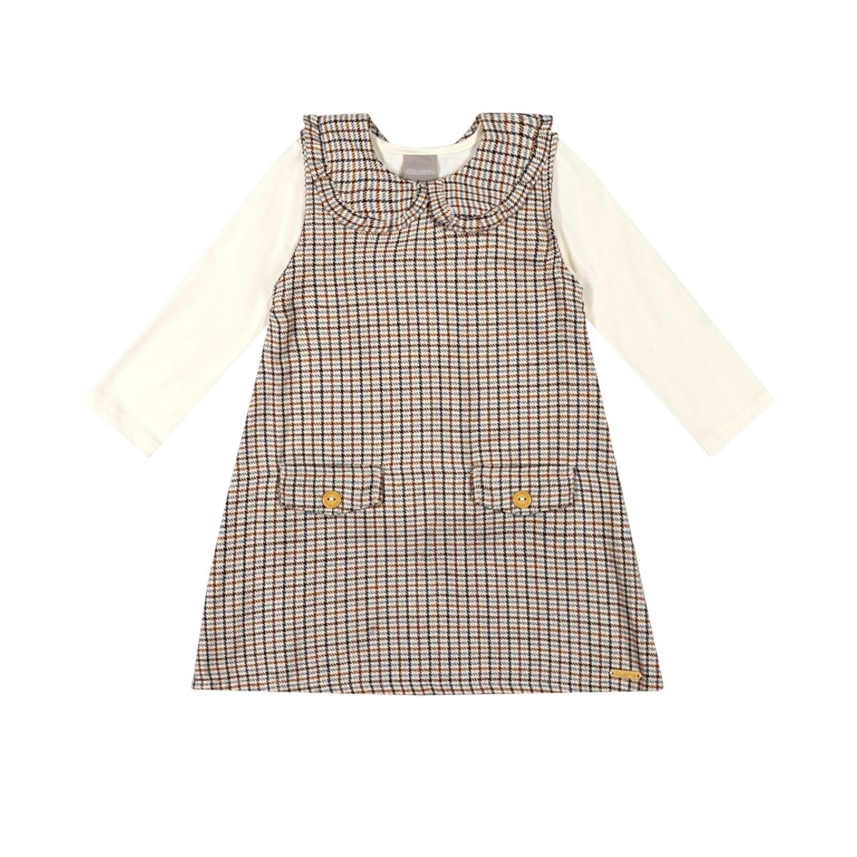 Conjunto Infantil Menina Com Vestido Pied de Poule... - Fátima Modas