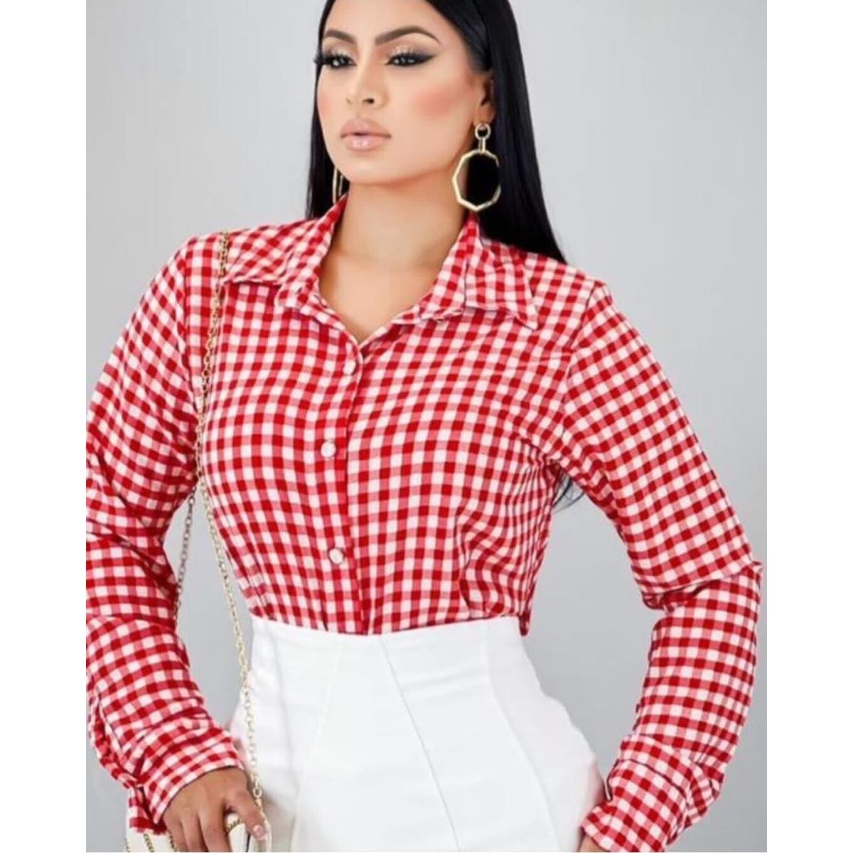blusa xadrez - Fátima Modas