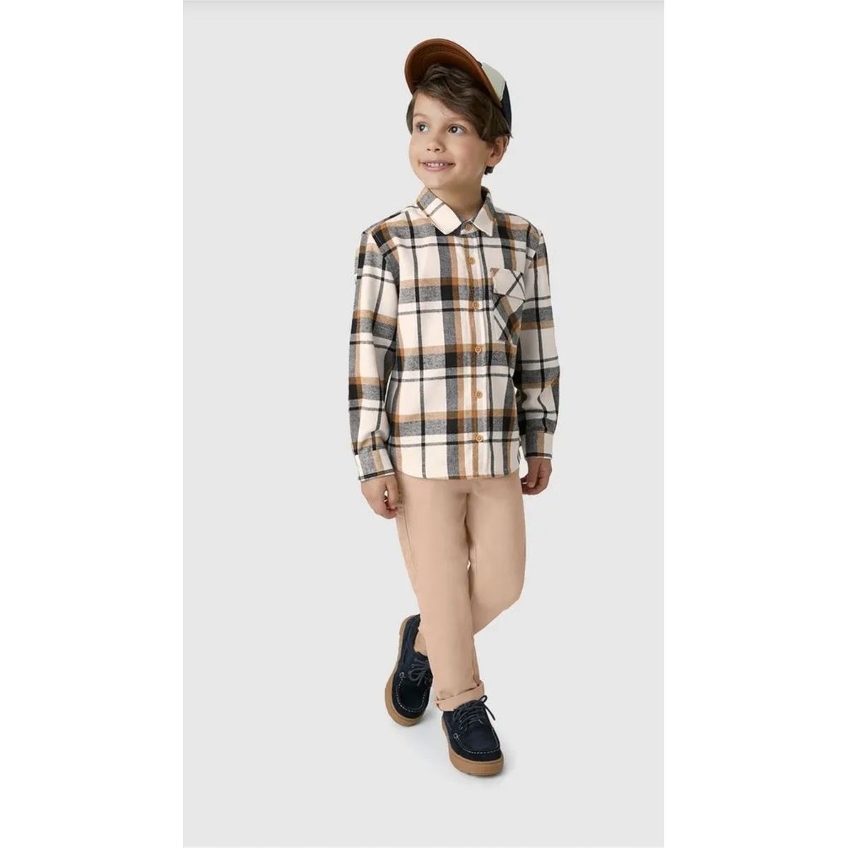 Camisa Menino Manga Longa Xadrez Em Algodão Flanel... - Fátima Modas