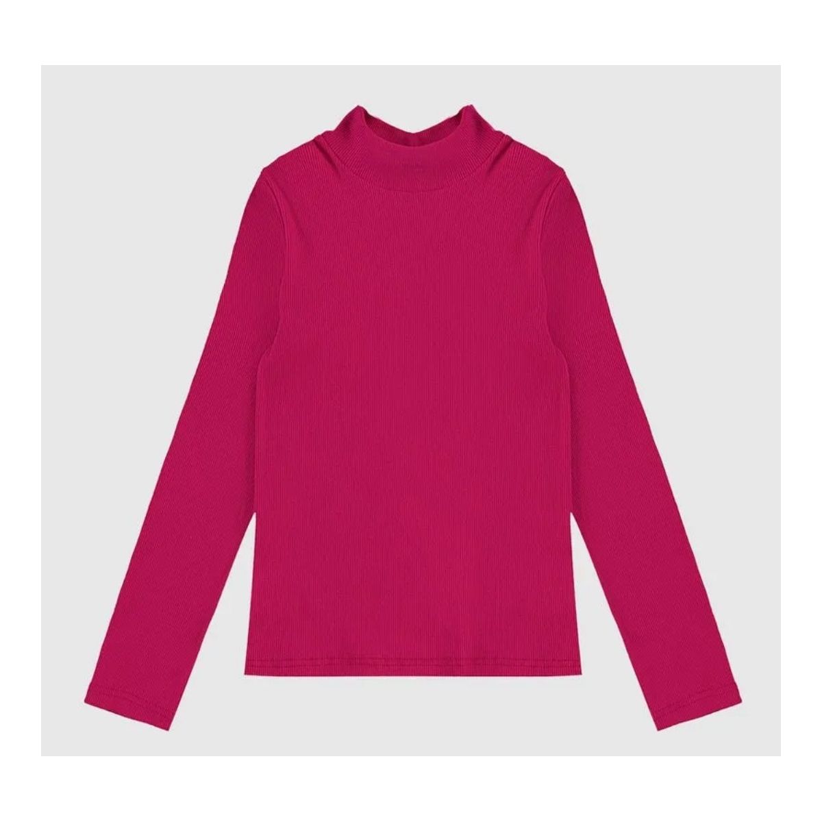 Blusa Infantil Menina Gola Alta Manga Longa Em Rib... - Fátima Modas
