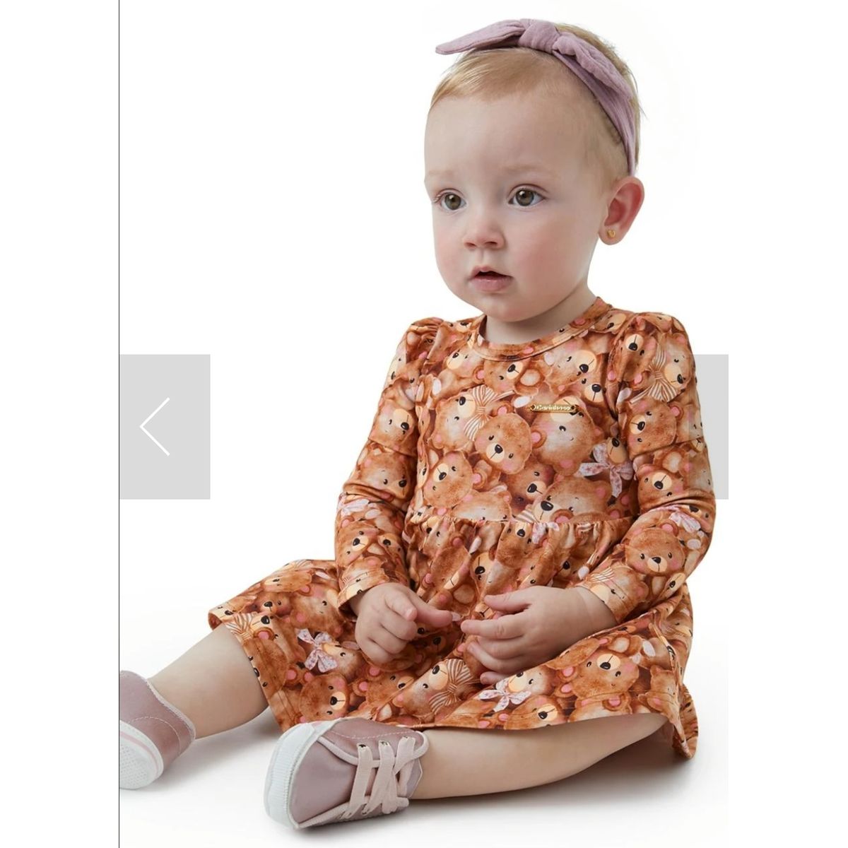 Vestido Body Menina Manga Longa Estampado Em Algod... - Fátima Modas