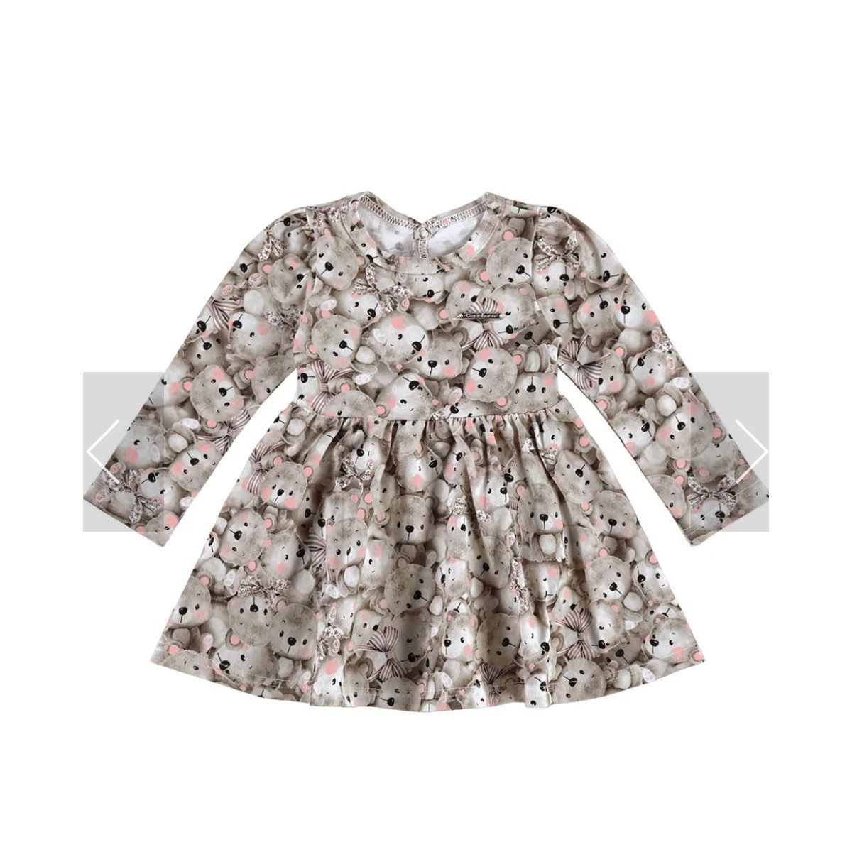 Vestido Body Menina Manga Longa Estampado Em Algod... - Fátima Modas