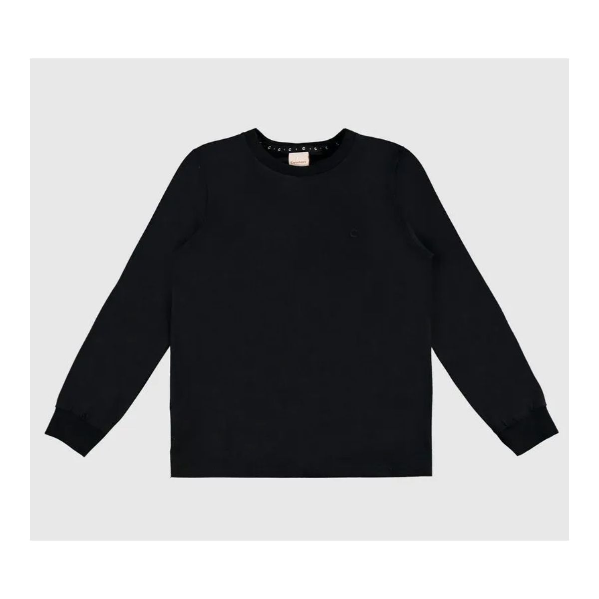 Camiseta Menino Gola Redonda Manga Longa Em Algodã... - Fátima Modas