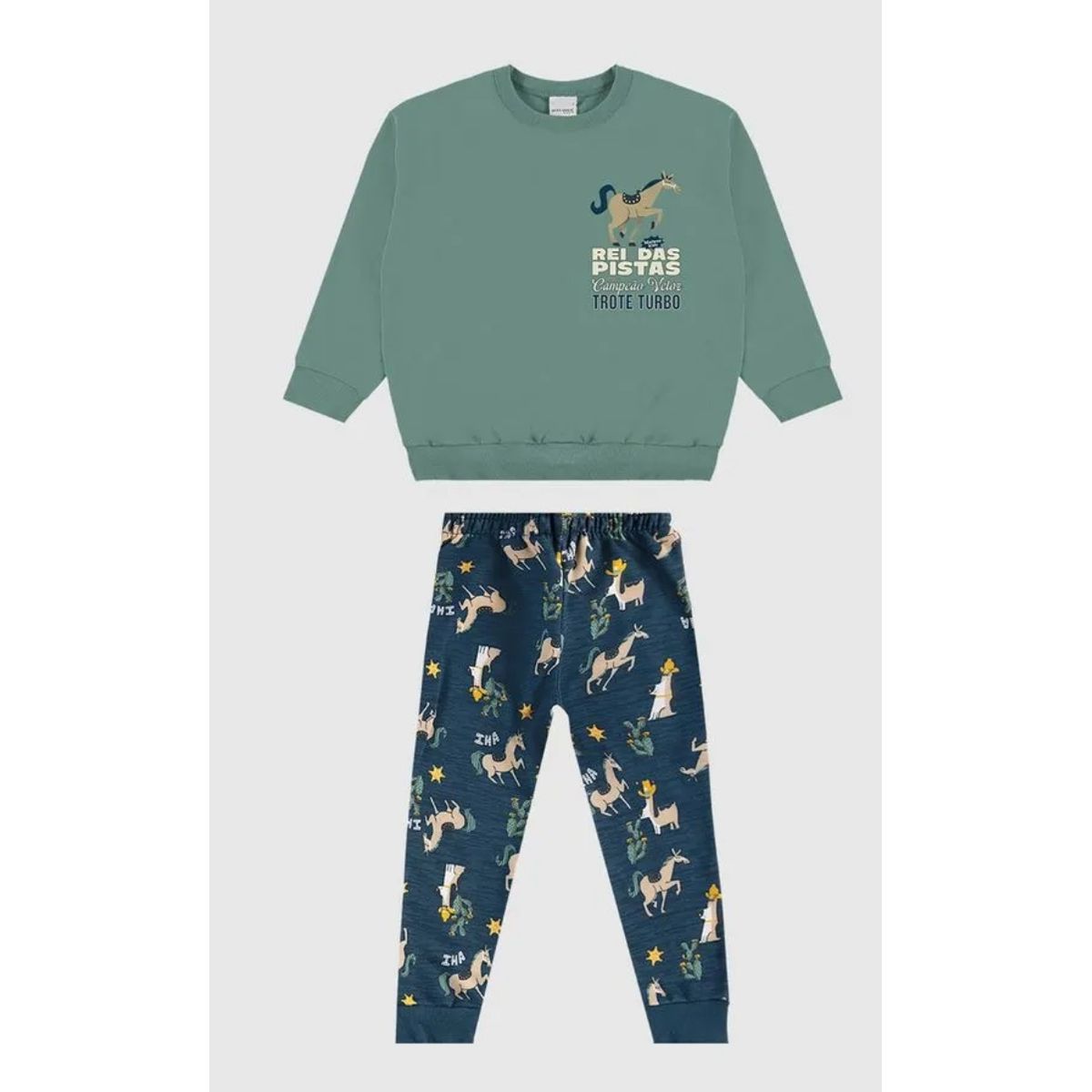 Conjunto Infantil Menino Calça Estampada Em Moleto... - Fátima Modas
