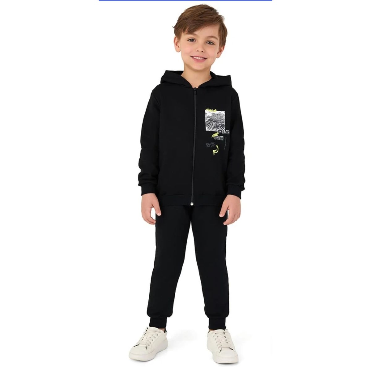 Malwee Kids - Conjunto Jogger Explore MeninoPreto - Fátima Modas
