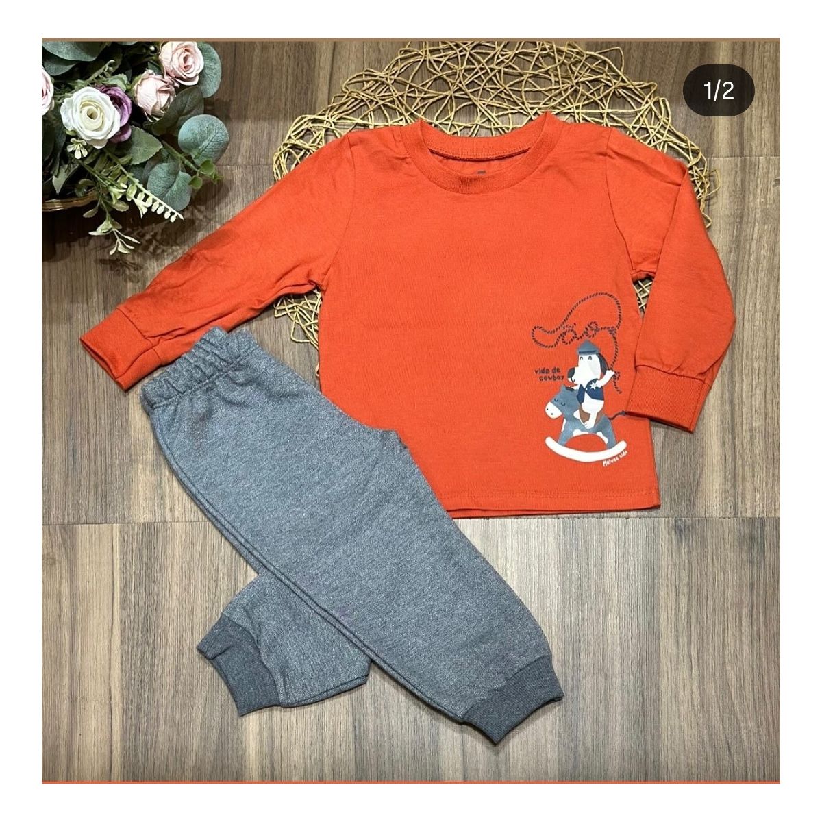 Conjunto Infantil Menino Camiseta Manga Longa E Ca... - Fátima Modas