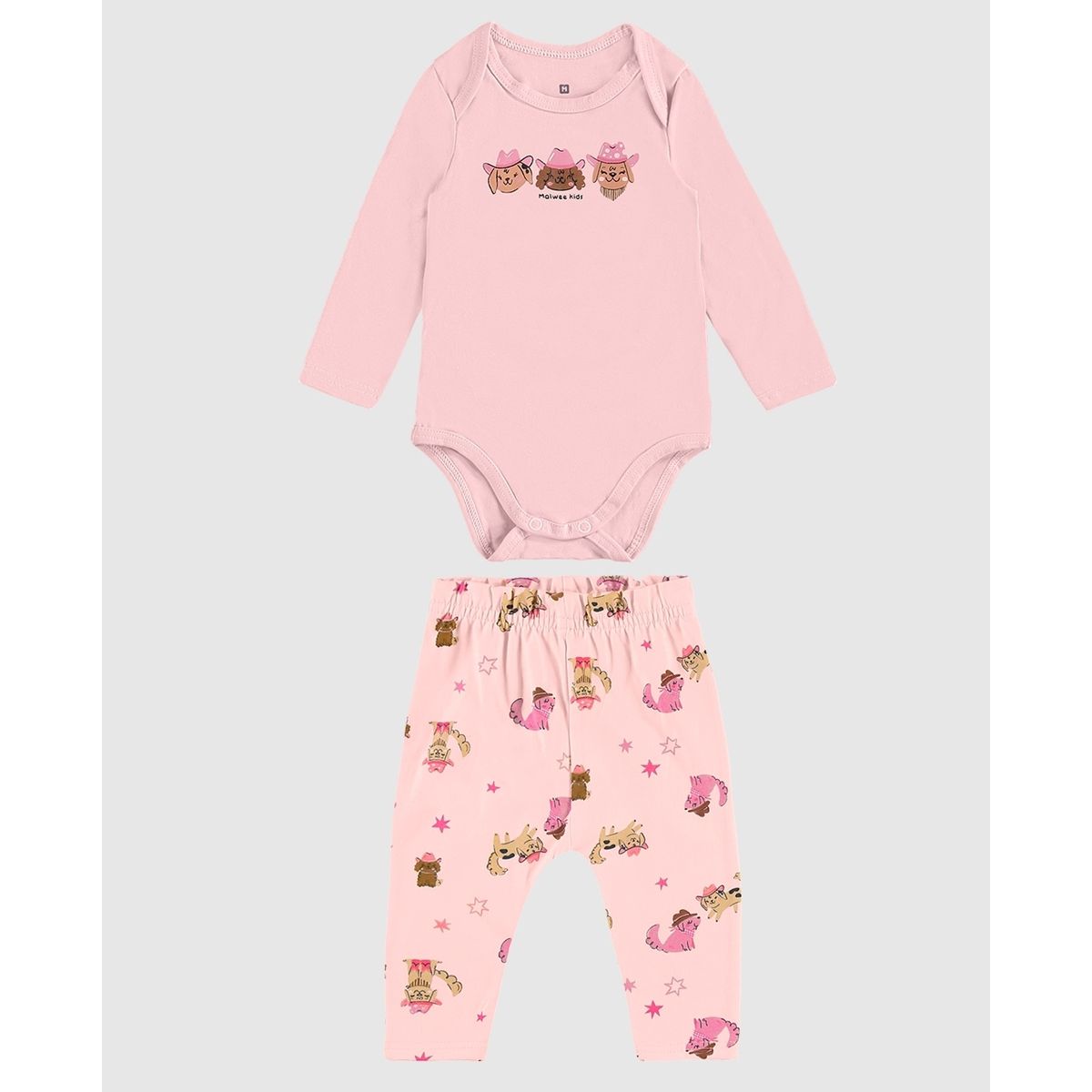 Conjunto Infantil Menina Body Manga Longa E Calça ... - Fátima Modas