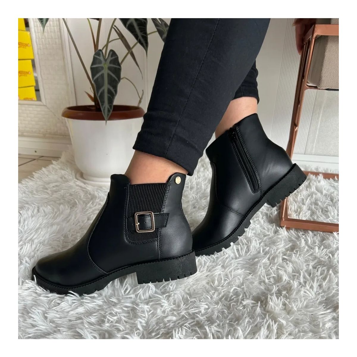 Bota Feminina Via Uno 868008 - Preto - Fátima Modas