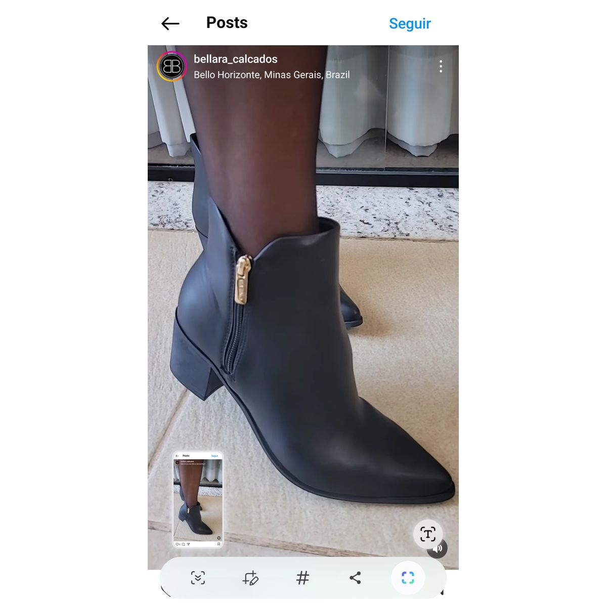 Bota Via Uno Bico Fino Preta - Fátima Modas
