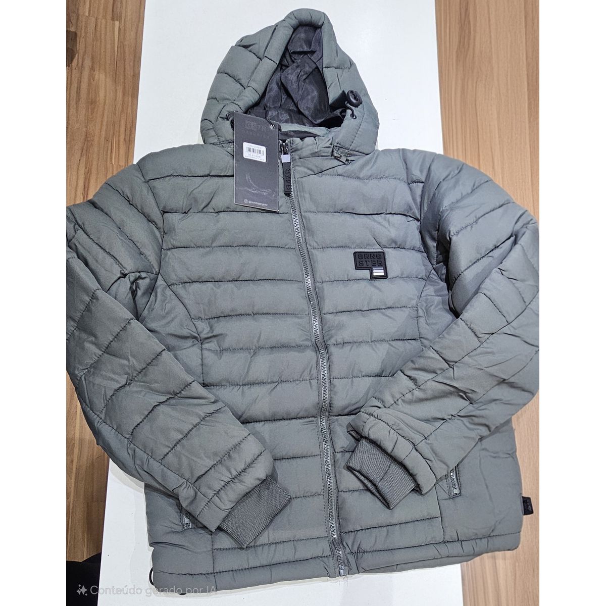 Jaqueta Masculina Puffer Gangster Com Capuz Removí... - Fátima Modas
