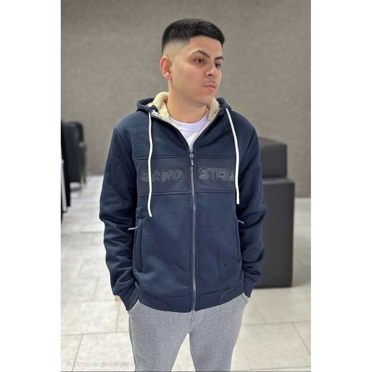 Blusa De Moletom Pelinho Masculina Gangster - Fátima Modas