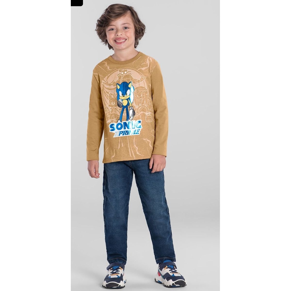 Camiseta infantil menino Sonic Brandili 55821 - Fátima Modas