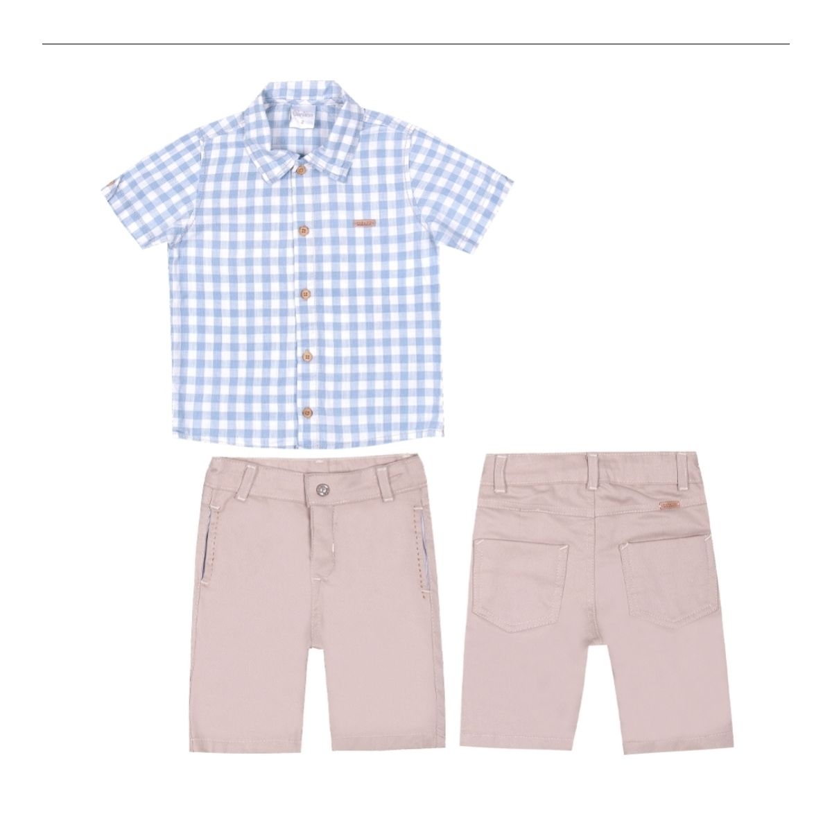 Conjunto Menino Camisa Xadrez + Bermuda Verão Para... - Fátima Modas