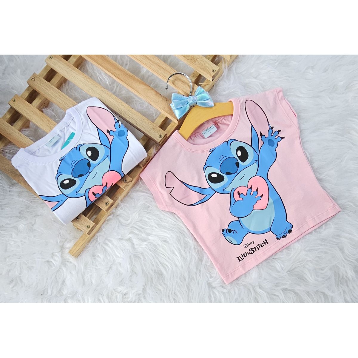 Blusa Feminina Infantil Lilo & Stitch Rosa - Fátima Modas