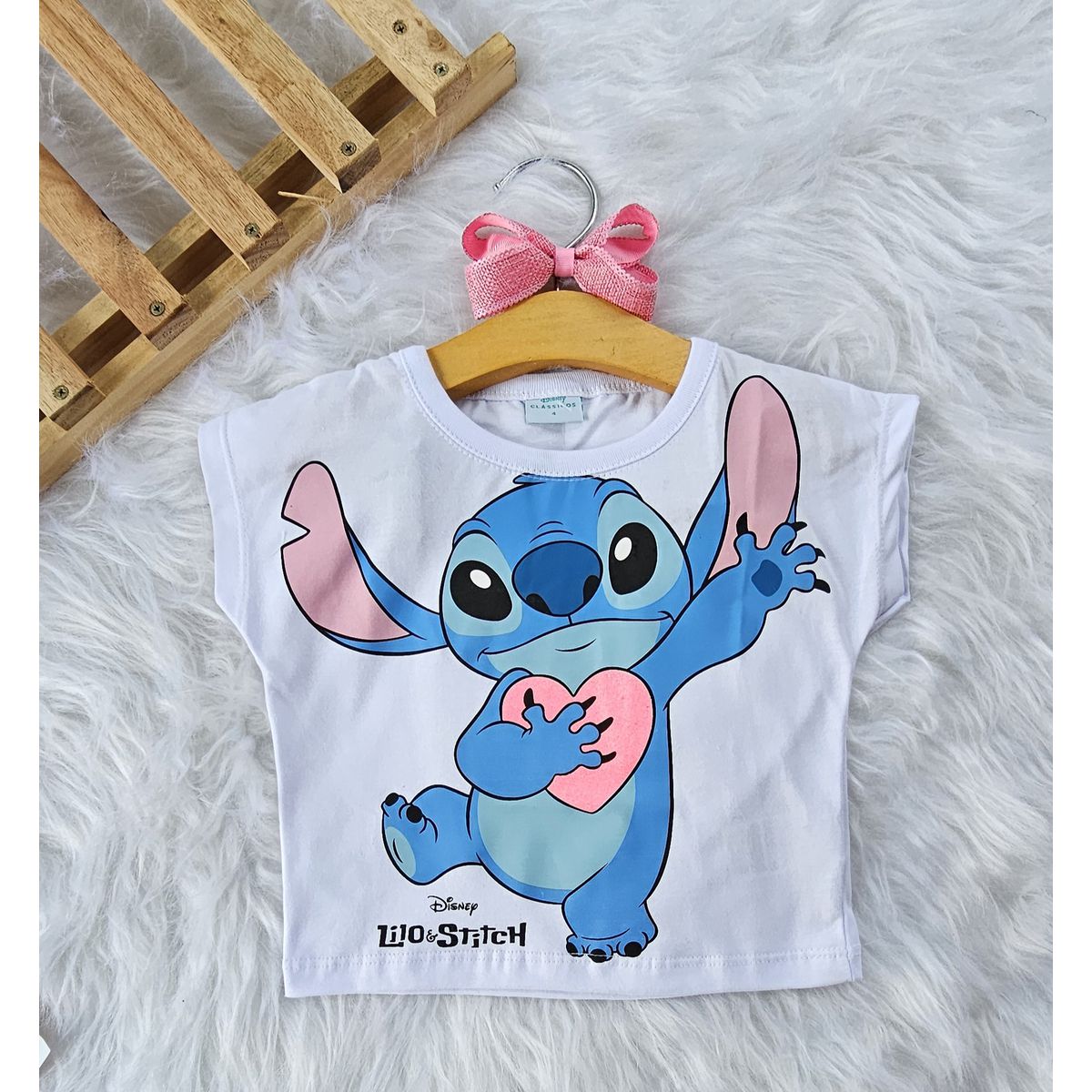 Blusa Feminina Infantil Lilo & Stitch Branca - Fátima Modas