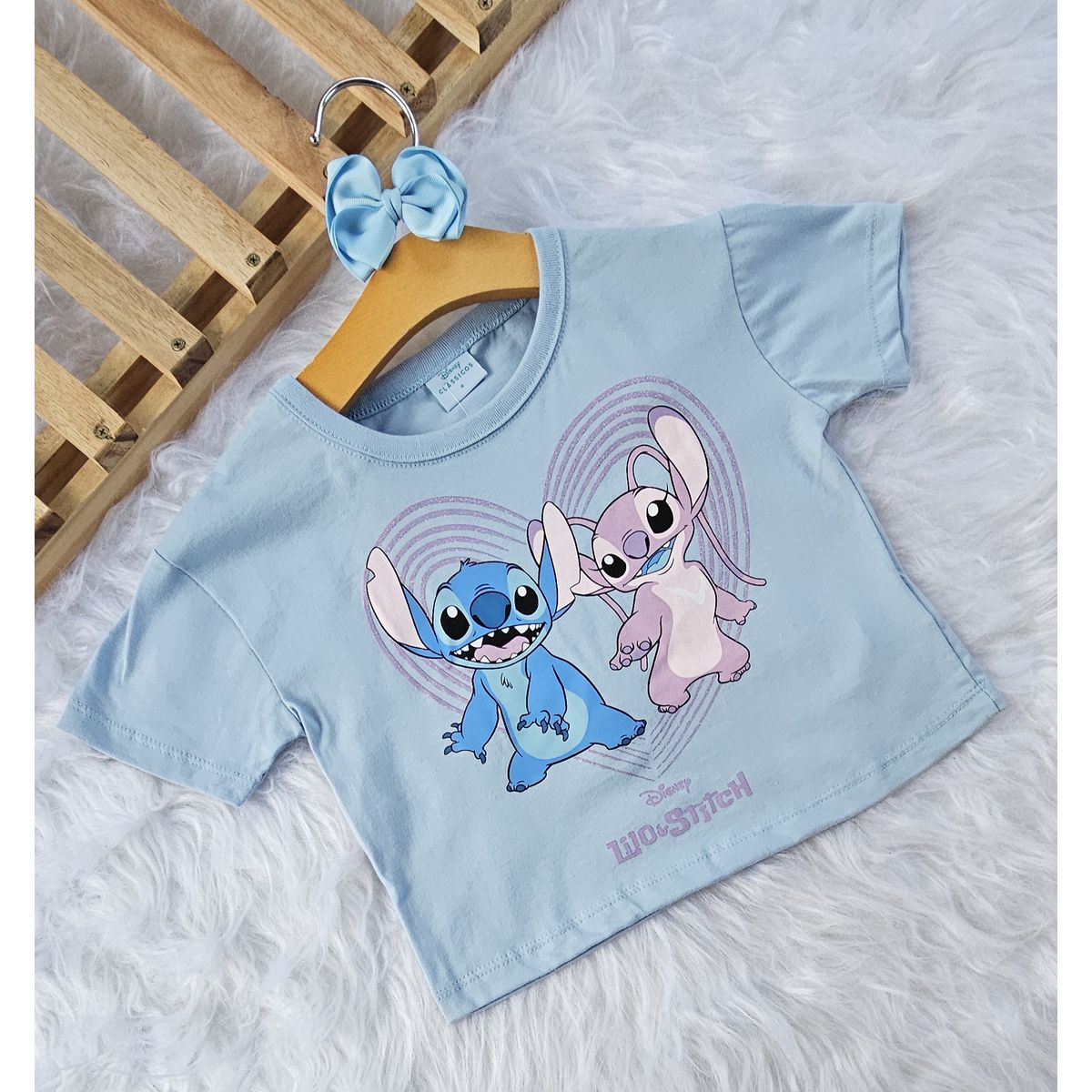 Blusa Feminina Infantil Lilo & Stitch Azul - Fátima Modas