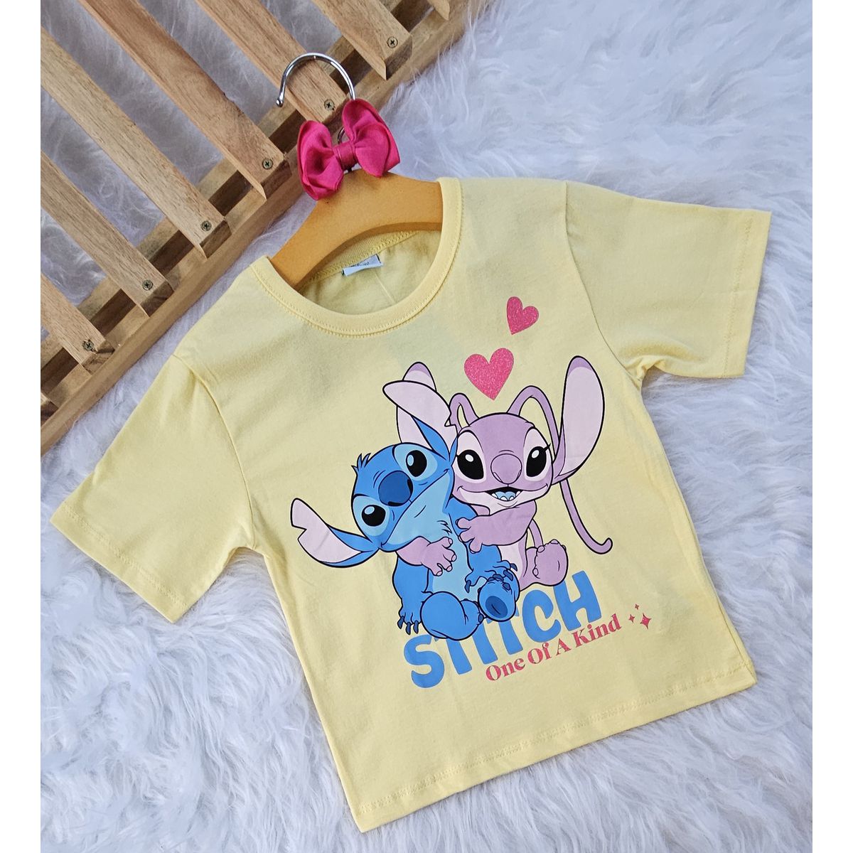 Blusa Feminina Infantil Lilo & Stitch Amarela - Fátima Modas