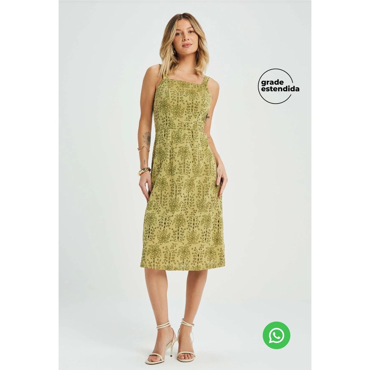 Vestido Feminino Midi Tropical Devorê Marialícia - Fátima Modas