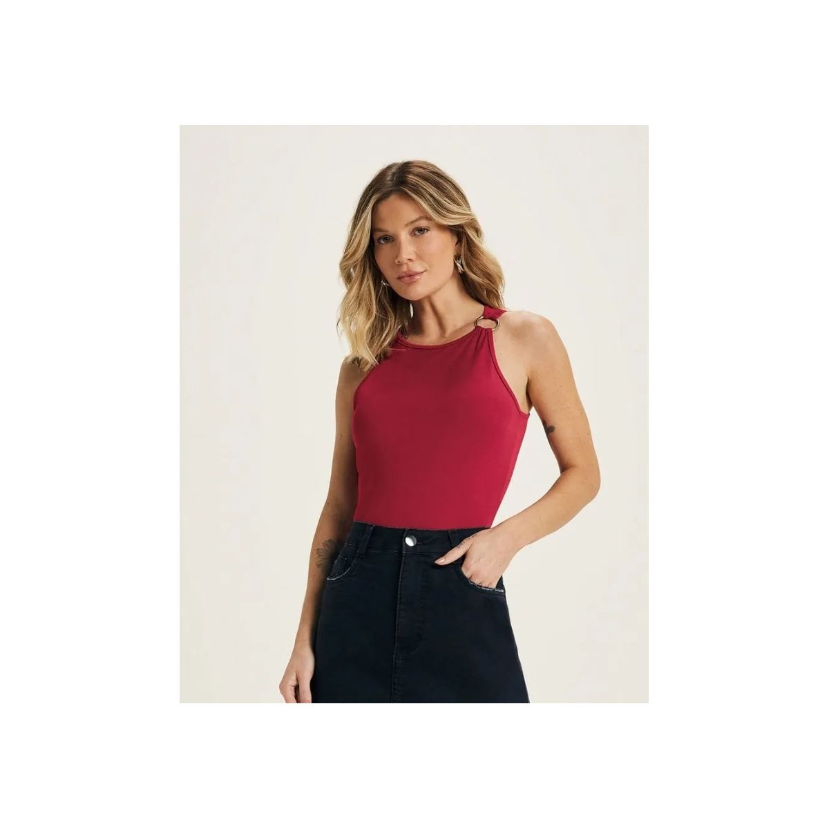 Body Feminino Malha Gloss Com Argola Marialícia - Fátima Modas