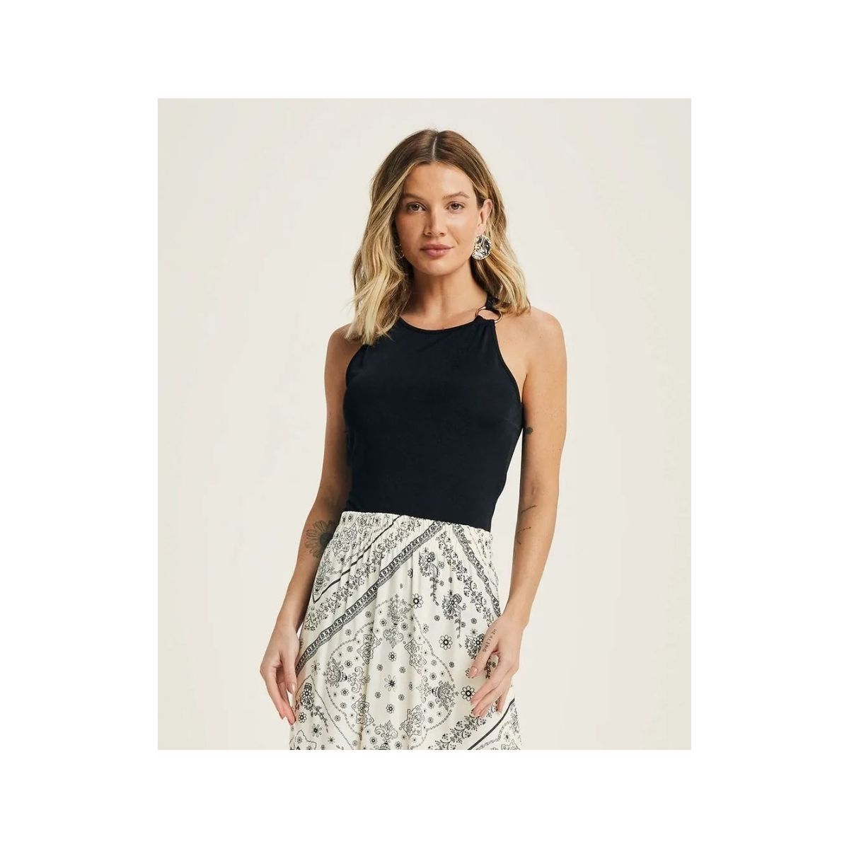 Body Feminino Malha Gloss Com Argola Marialícia - Fátima Modas