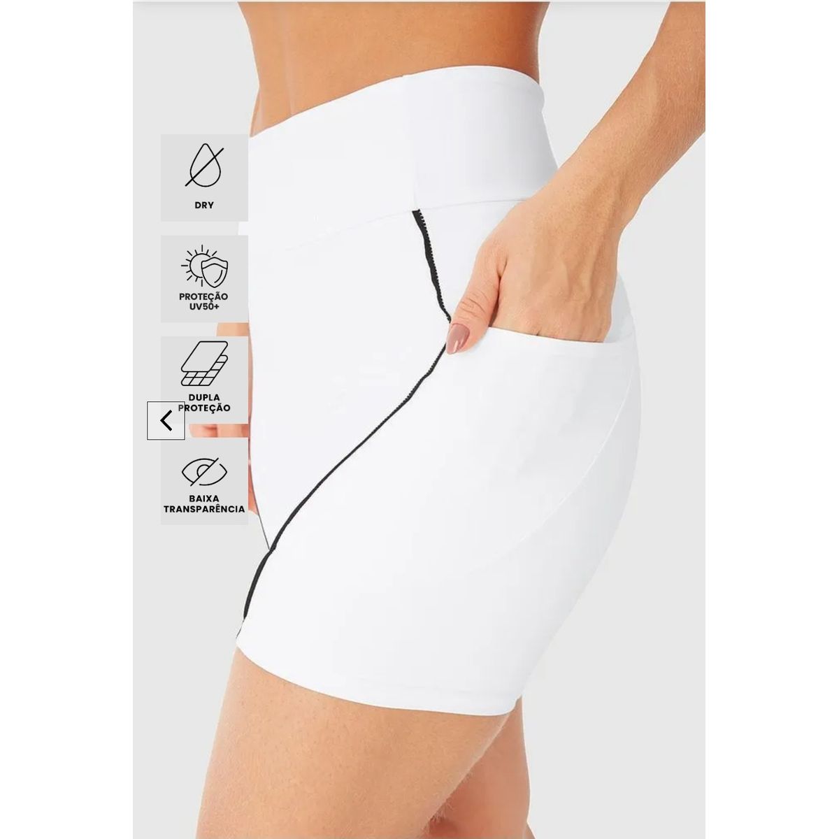 Shorts Justo Feminino Filete Contraste Em Malha Dr... - Fátima Modas