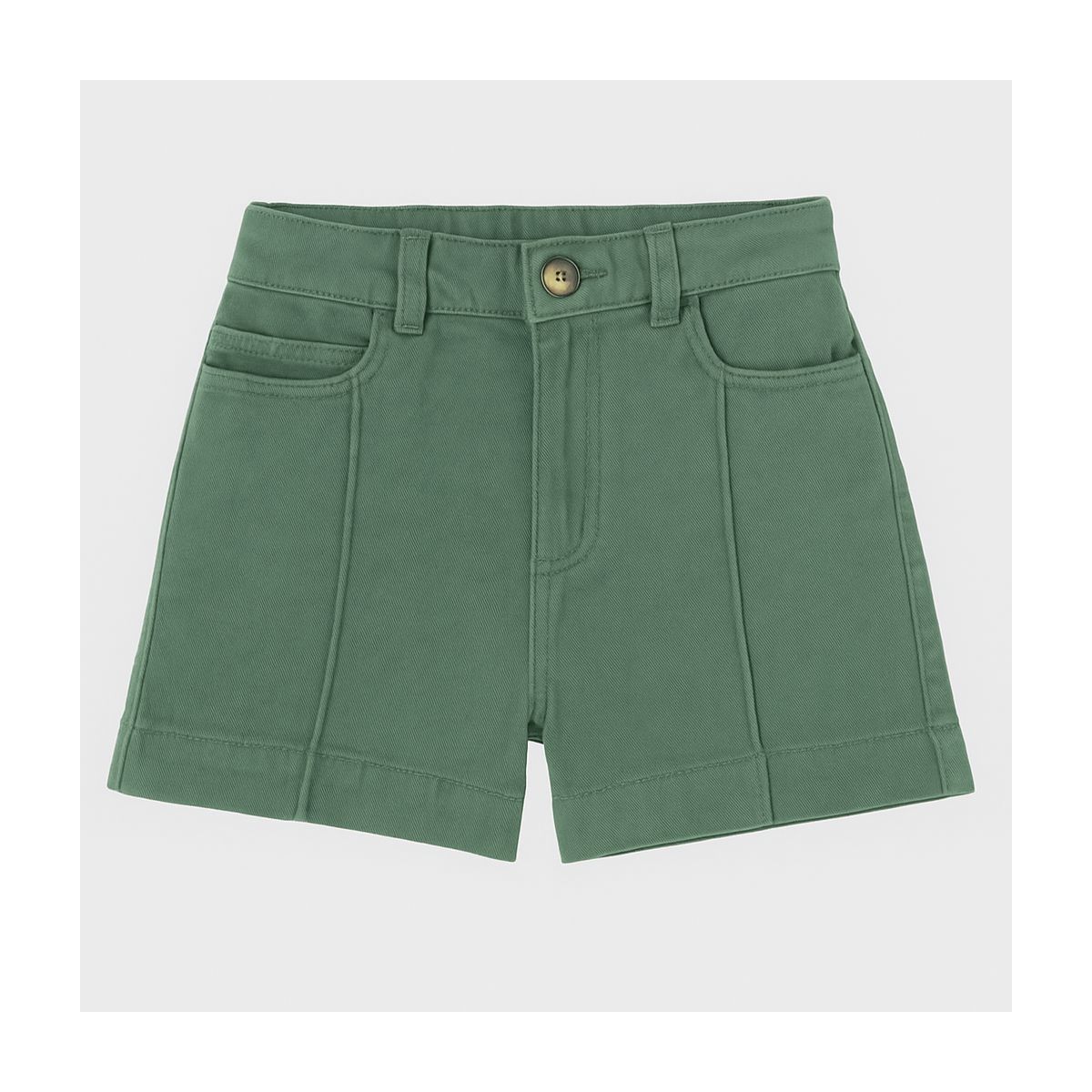 Shorts Feminino Mom Nervura Frontal Em Sarja 100% ... - Fátima Modas