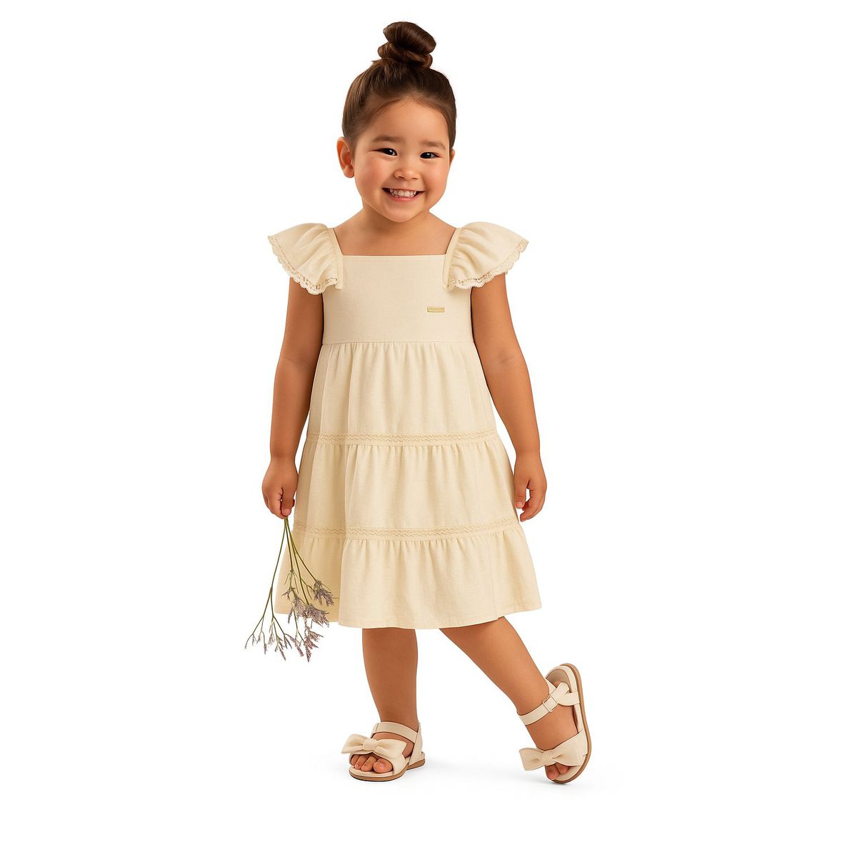 Vestido Infantil Off Whitte Renda Colorittá - Fátima Modas