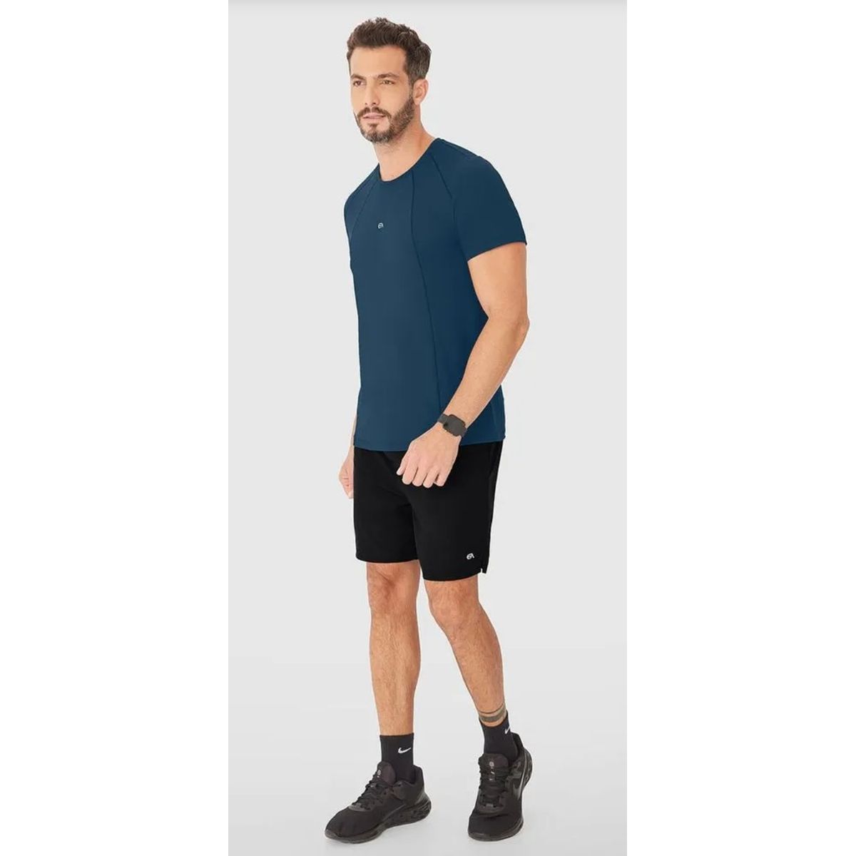 Camiseta Masculina Slim Com Recorte Em Malha Dry E... - Fátima Modas
