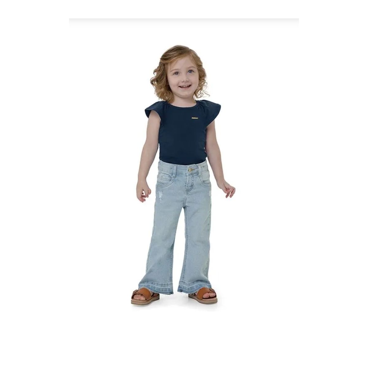 Calça Menina Flare Cintura Média Em Jeans Stretch ... - Fátima Modas