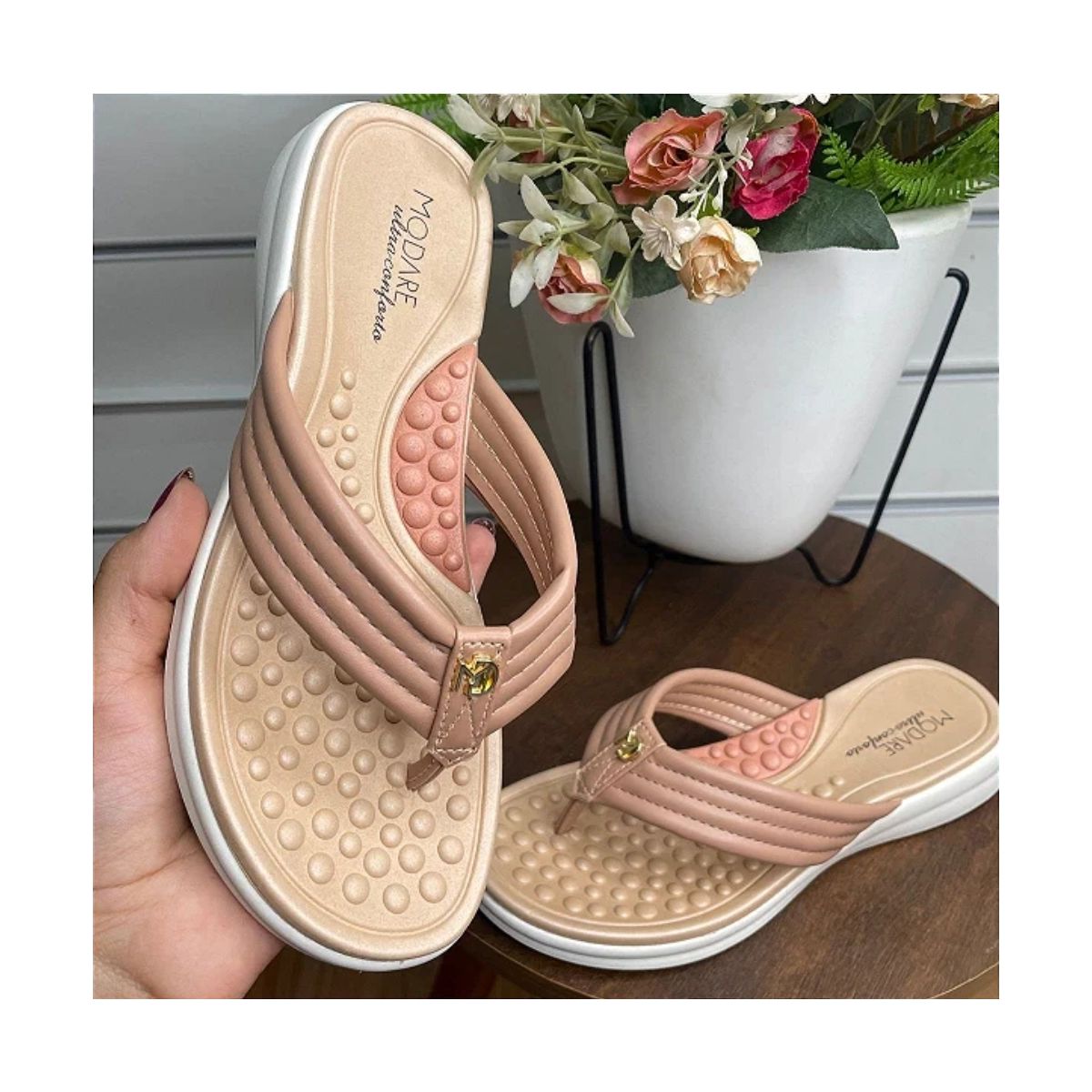 Chinelo Massageador Modare Nude 7174105 - Fátima Modas