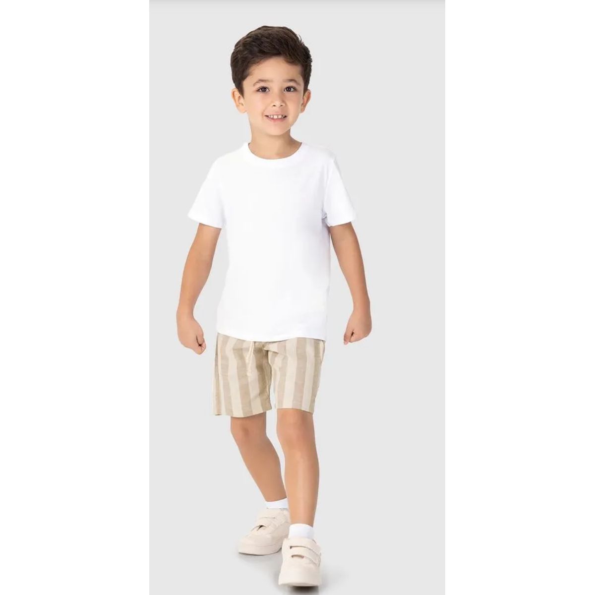 Bermuda Infantil Menino Listrado Bolso Embutido Co... - Fátima Modas