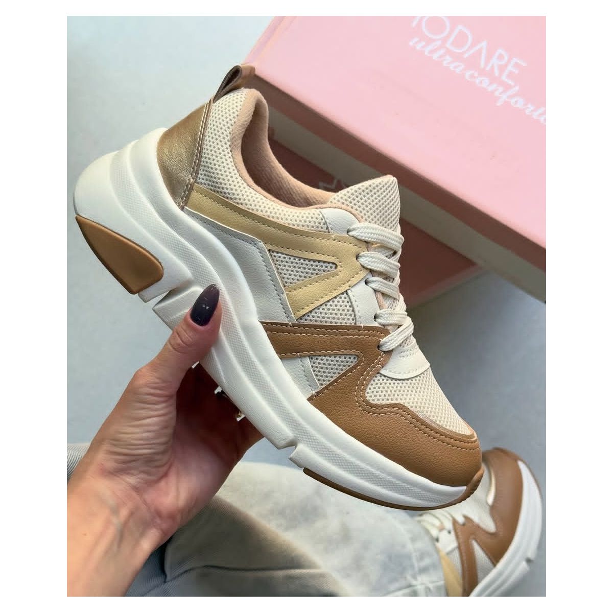 Tênis Feminina Modare 7401.102 - Branco Branco/ver... - Fátima Modas