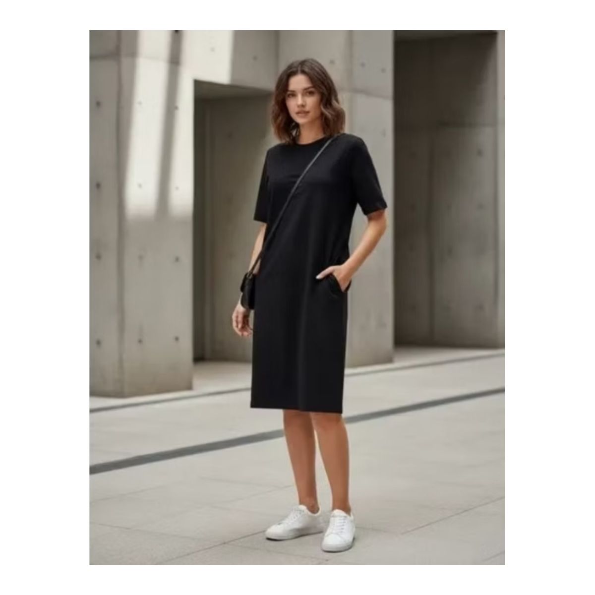 Vestido De Mangas Curtas Em Malha - Fátima Modas