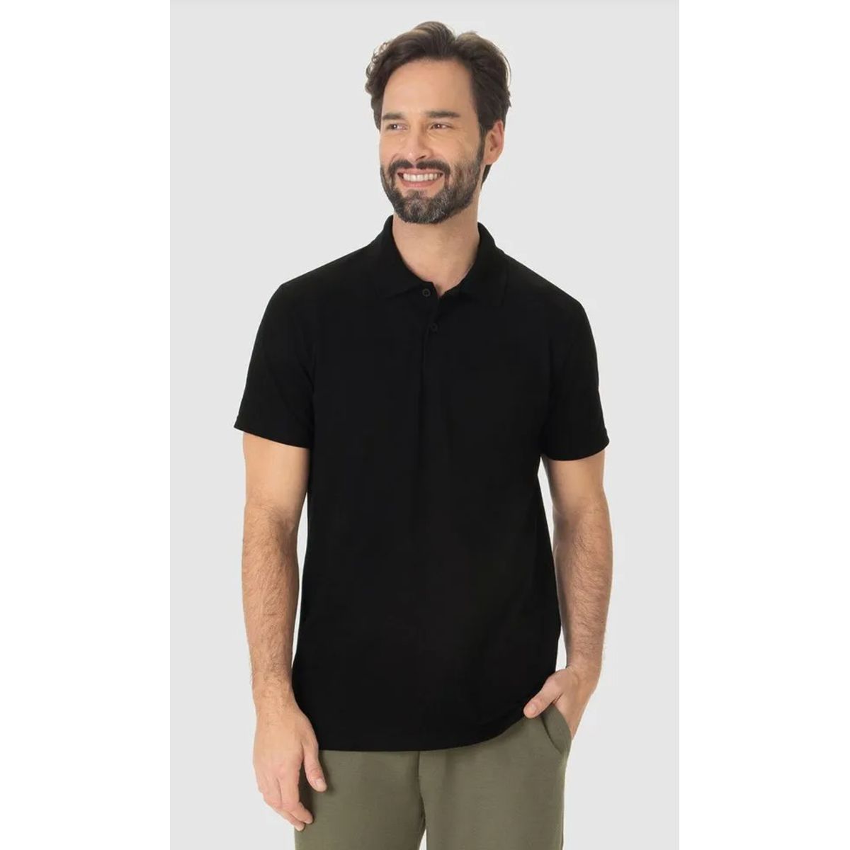 Camisa Polo Básica Masculina Gola Retilínea Em Piq... - Fátima Modas