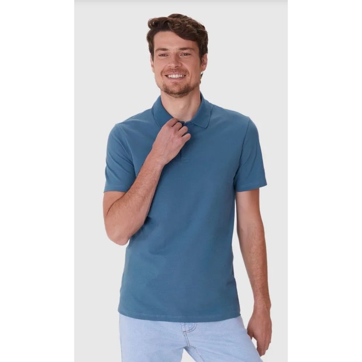 Camisa Polo Básica Masculina Gola Retilínea Em Piq... - Fátima Modas