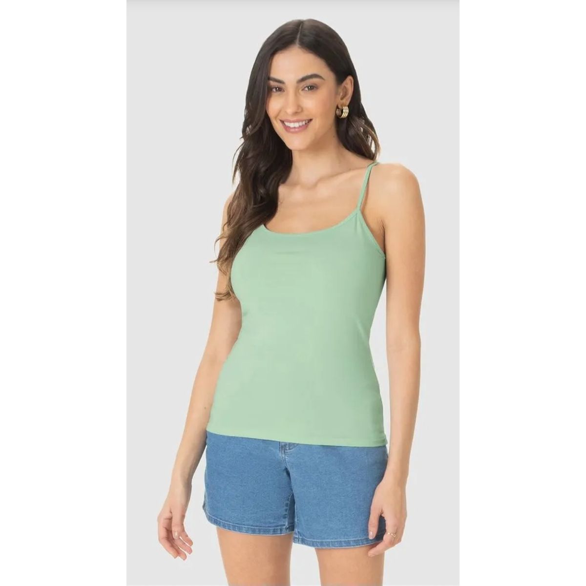 Regata Básica Feminina Alça Fina Em Algodão - Fátima Modas