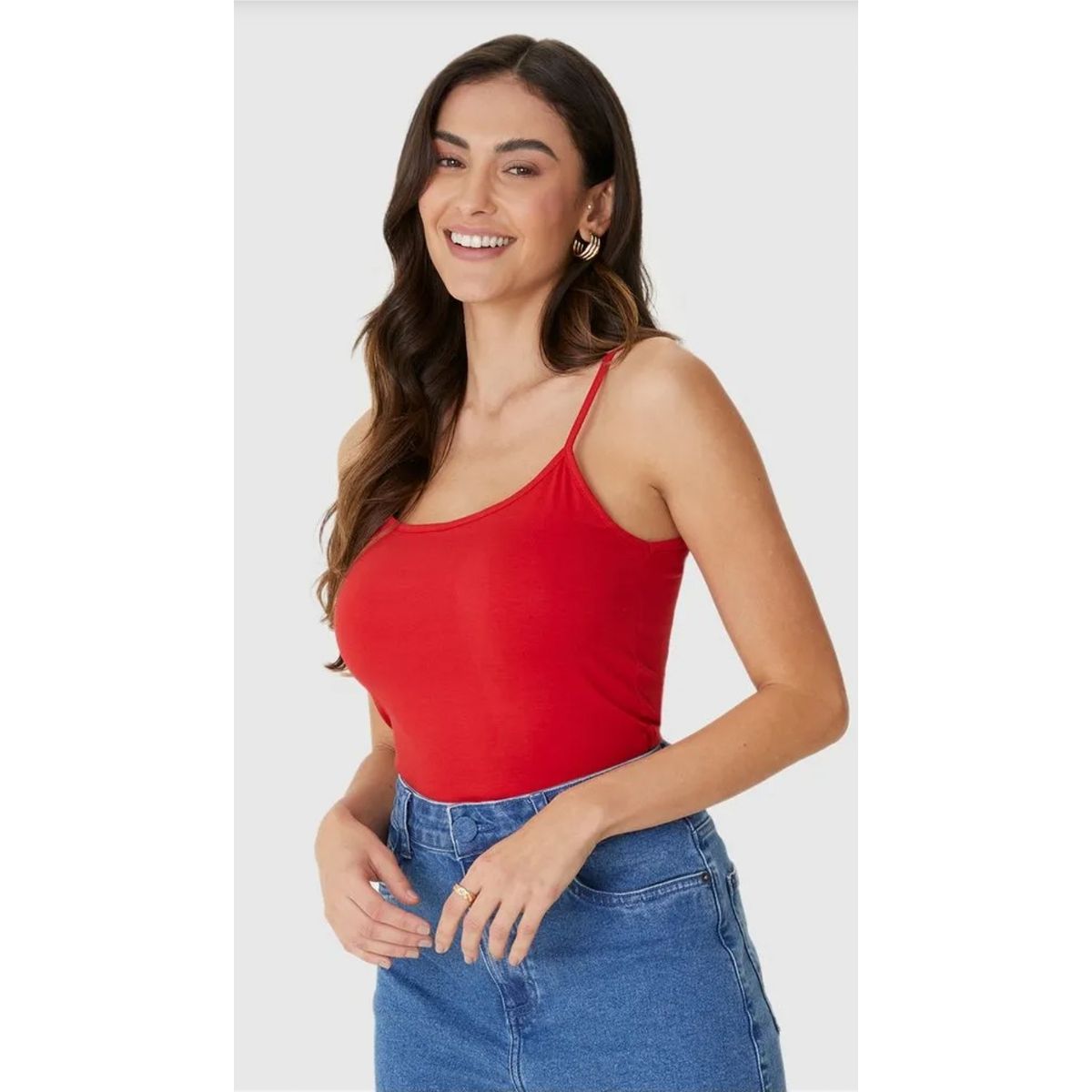 Regata Básica Feminina Alça Fina Em Algodão - Fátima Modas