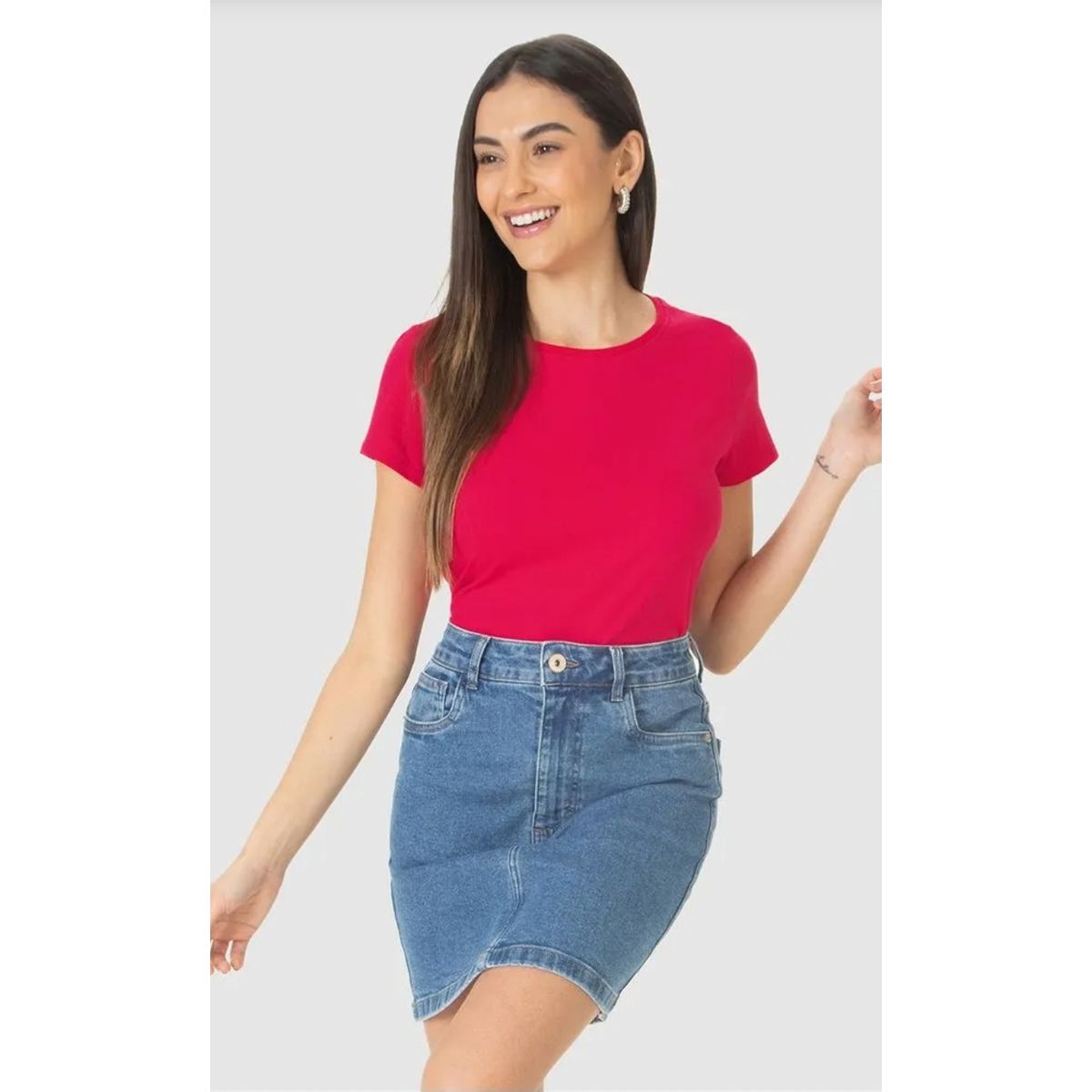 Blusa Básica Feminina Baby Look Em Algodão - Fátima Modas