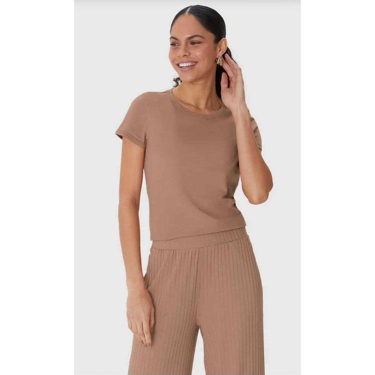 Blusa Básica Feminina Baby Look Em Algodão - Fátima Modas